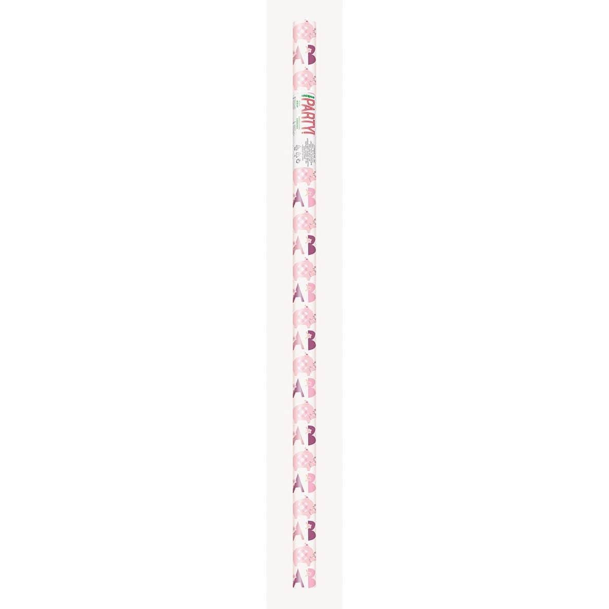 Buy Baby Shower Pink Floral Elephant Gift Wrap Roll sold at Party Expert