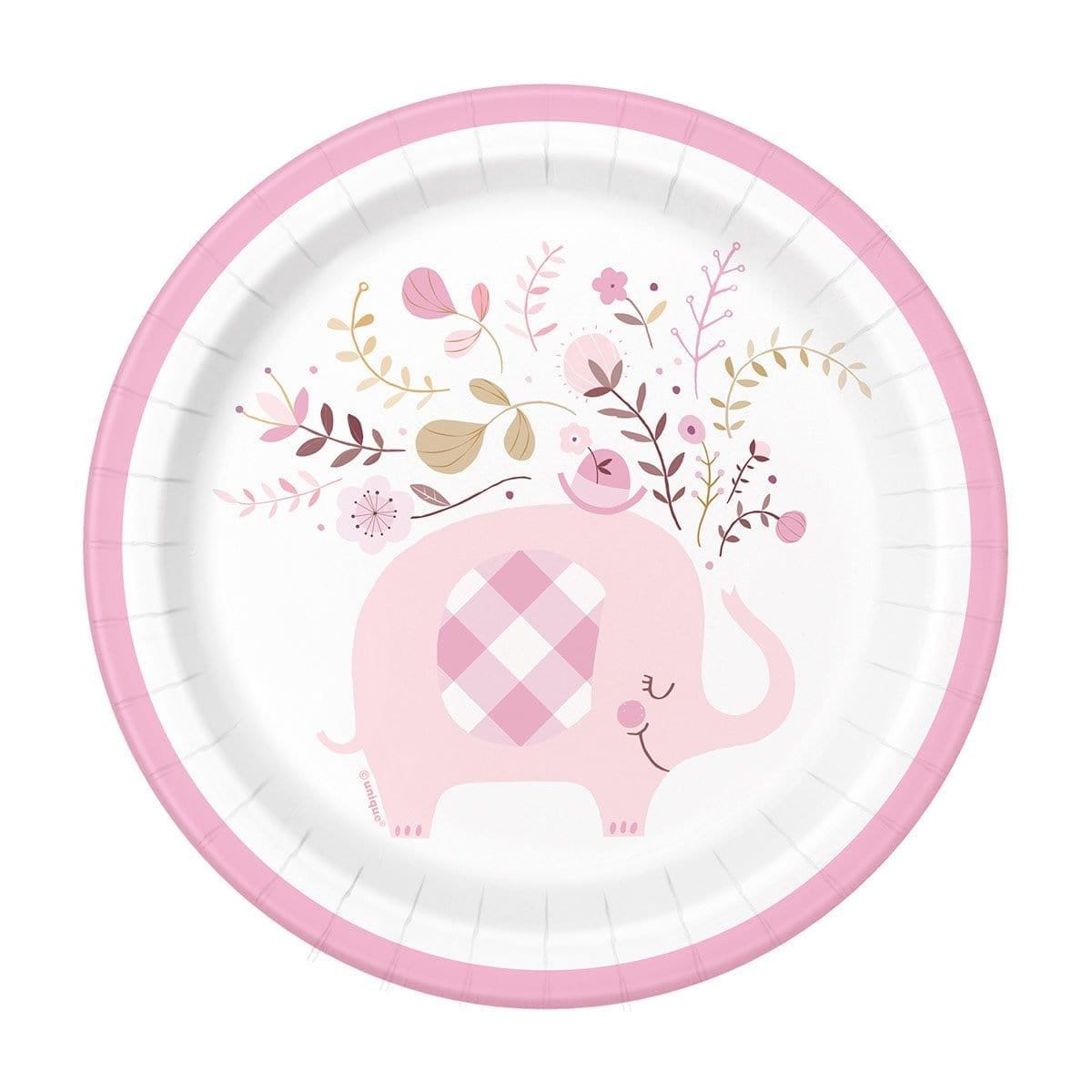 Buy Baby Shower Pink Floral Elephant Plates, 7 inches, 8 Count sold at Party Expert