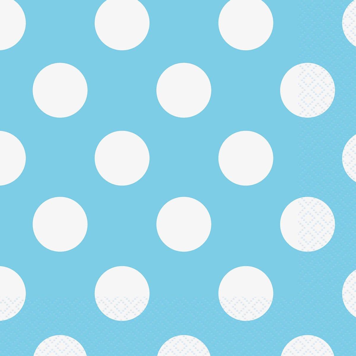 Buy Baby Shower Powder Blue Dots lunch napkins, 16 per package sold at Party Expert