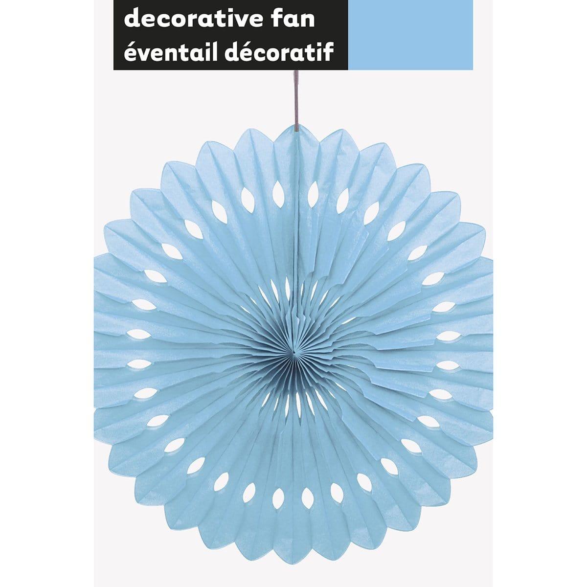 Buy Baby Shower Powder blue paper fan, 10 inches sold at Party Expert