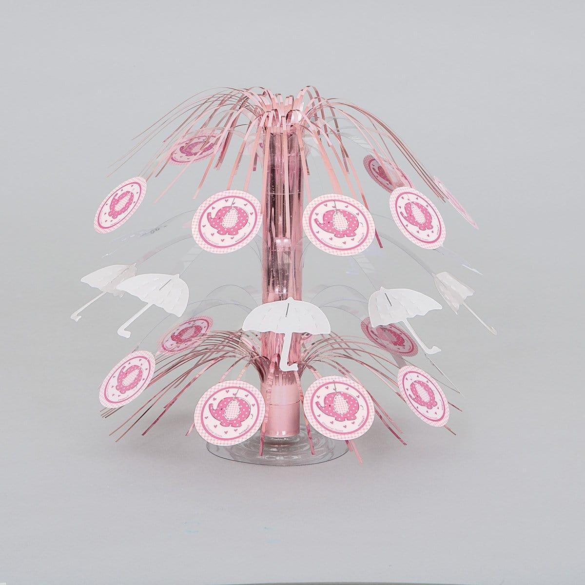Buy Baby Shower Umbrellaphants Pink mini cascade centerpiece sold at Party Expert