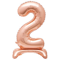 UNIQUE PARTY FAVORS Balloons Air-filled Standing Rose Gold Number 2 Foil Balloon, 34 inches
