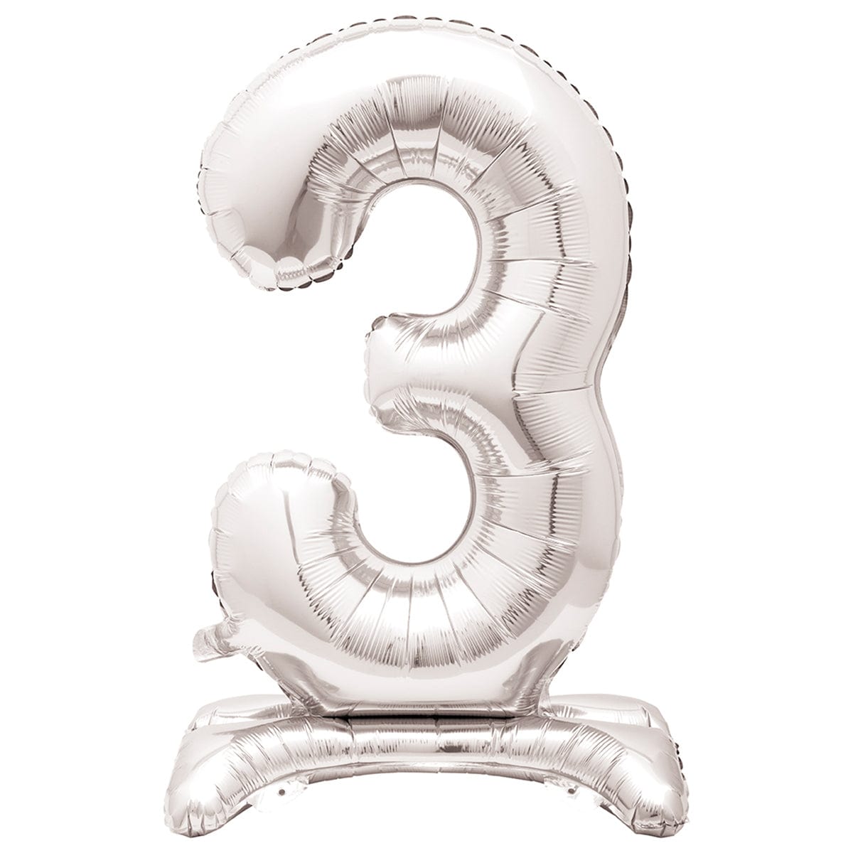 UNIQUE PARTY FAVORS Balloons Air-filled Standing Silver Number 3 Foil Balloon, 34 inches