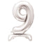 UNIQUE PARTY FAVORS Balloons Air-filled Standing Silver Number 9 Foil Balloon, 34 inches