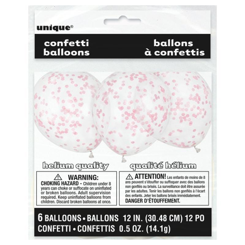 Buy Balloons Balloons With Pink Confetti, 12 Inches, 6 Count sold at Party Expert