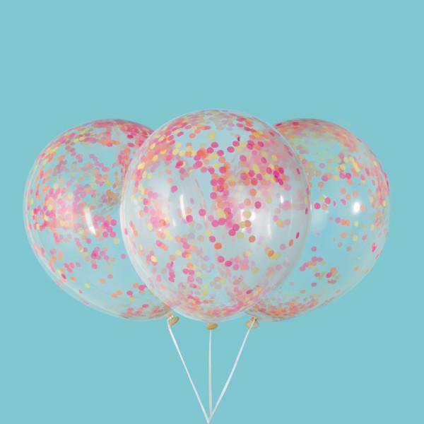 Buy Balloons Latex Balloons with Neon Confetti, 12 Inches, 6 Count sold at Party Expert