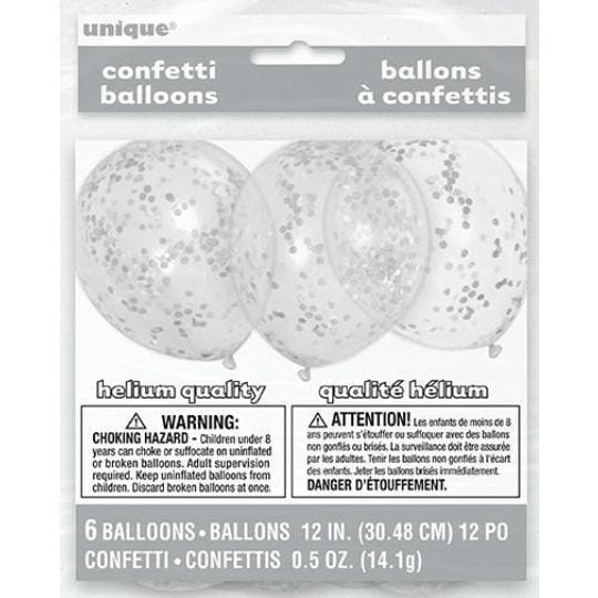 Buy Balloons Latex Balloons with Silver Confetti, 12 Inches, 6 Count sold at Party Expert