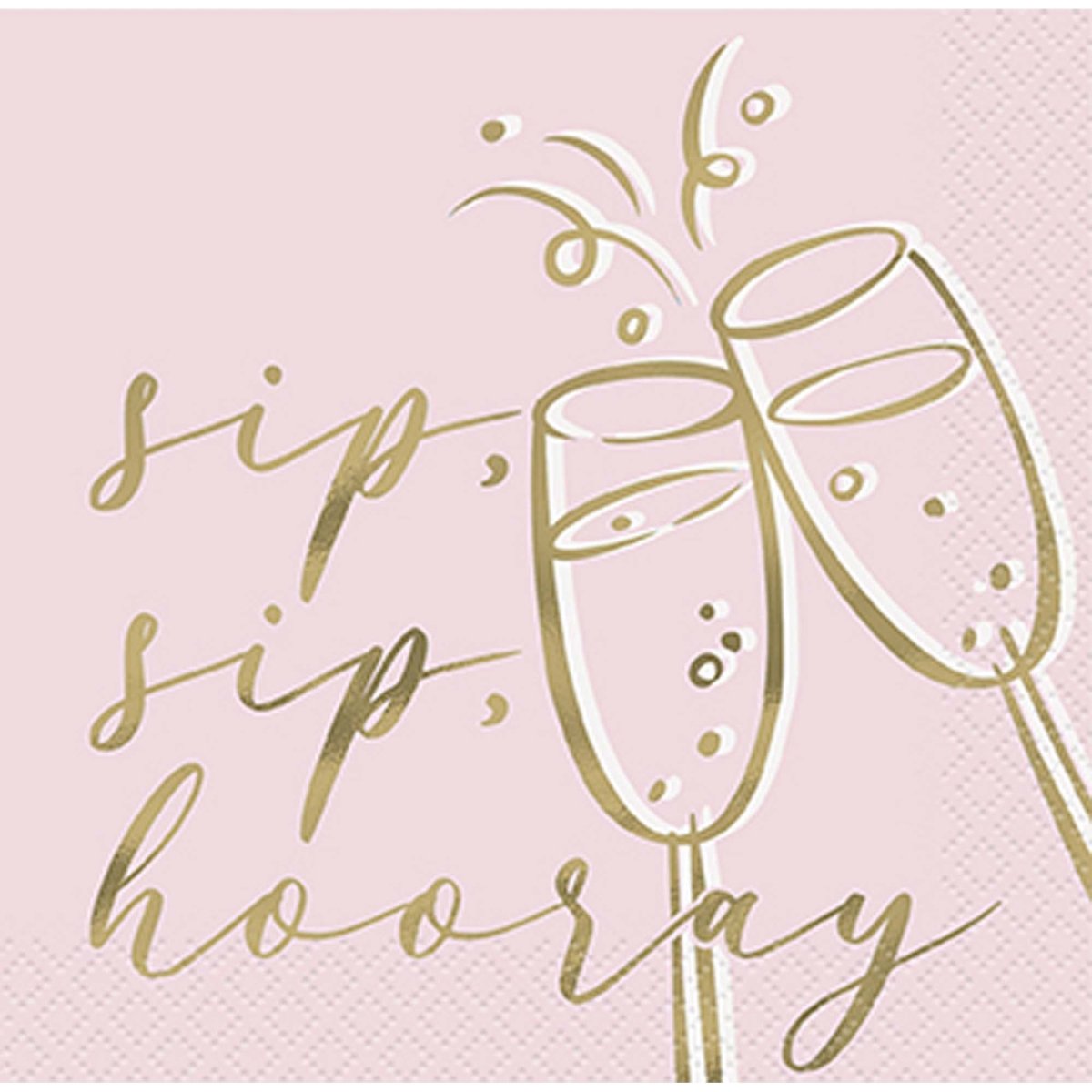 UNIQUE PARTY FAVORS Bridal Shower Pink Blooms and Gold Wedding Small Beverage Napkins, 16 Count 011179279616