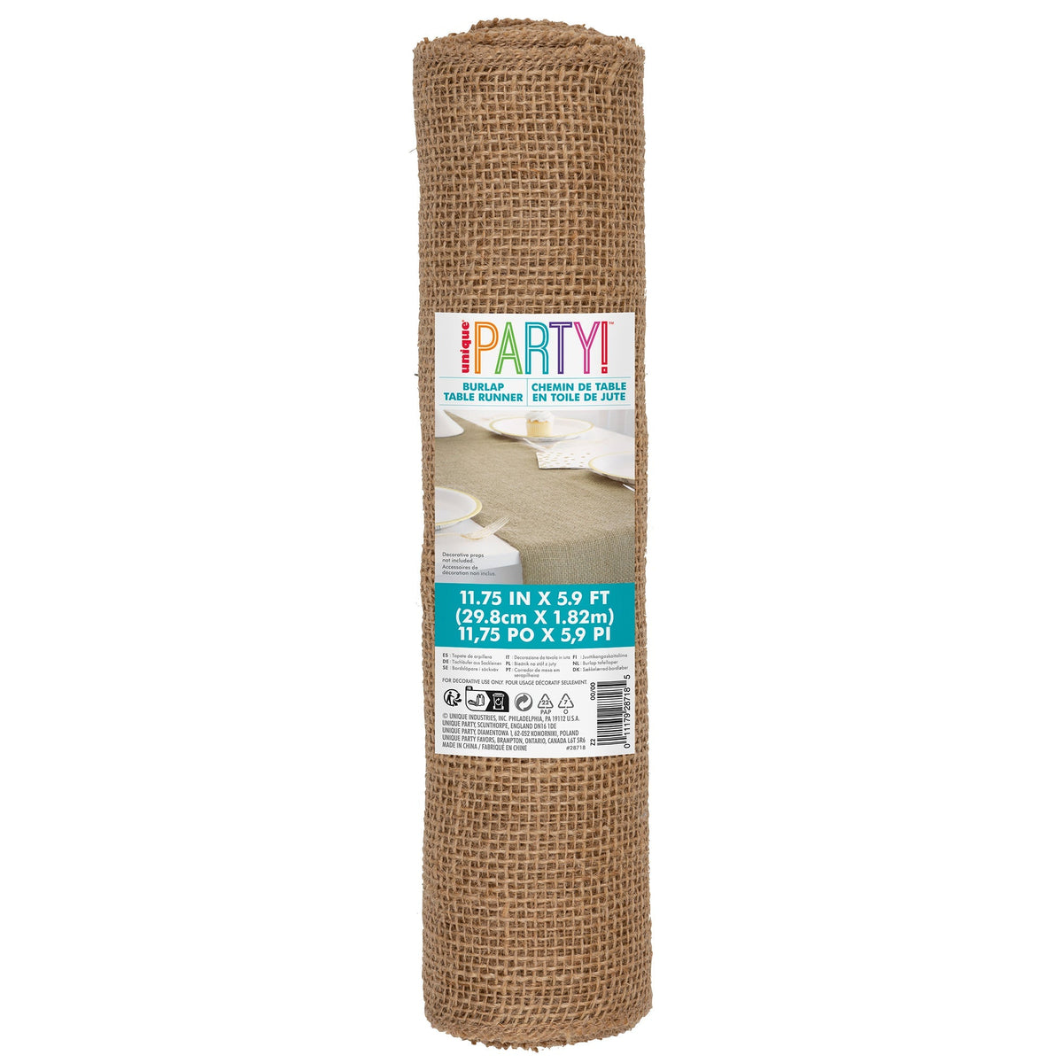 UNIQUE PARTY FAVORS Bridal Shower Pink Blooms Wedding Burlap Table Runner, 11 3/4 x 70 1/2 Inches, 1 Count