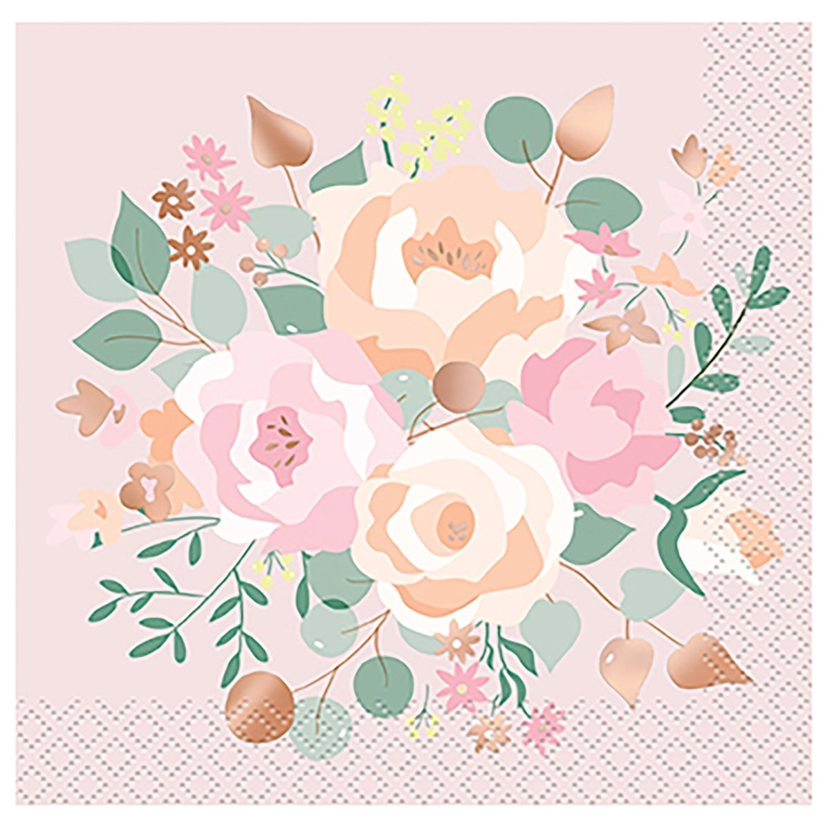 UNIQUE PARTY FAVORS Bridal Shower Pink Blooms Wedding Small Beverage Napkins, 16 Count 011179287116