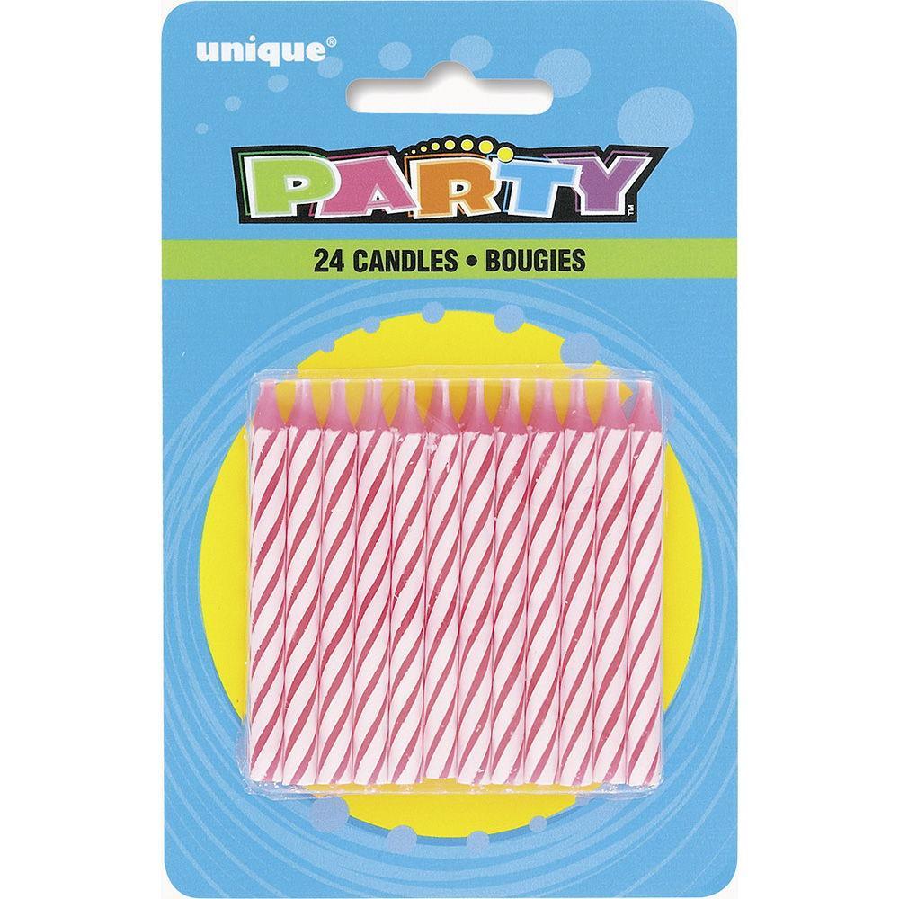 Buy Cake Supplies 24 Spirl B Day Candle-pnk sold at Party Expert