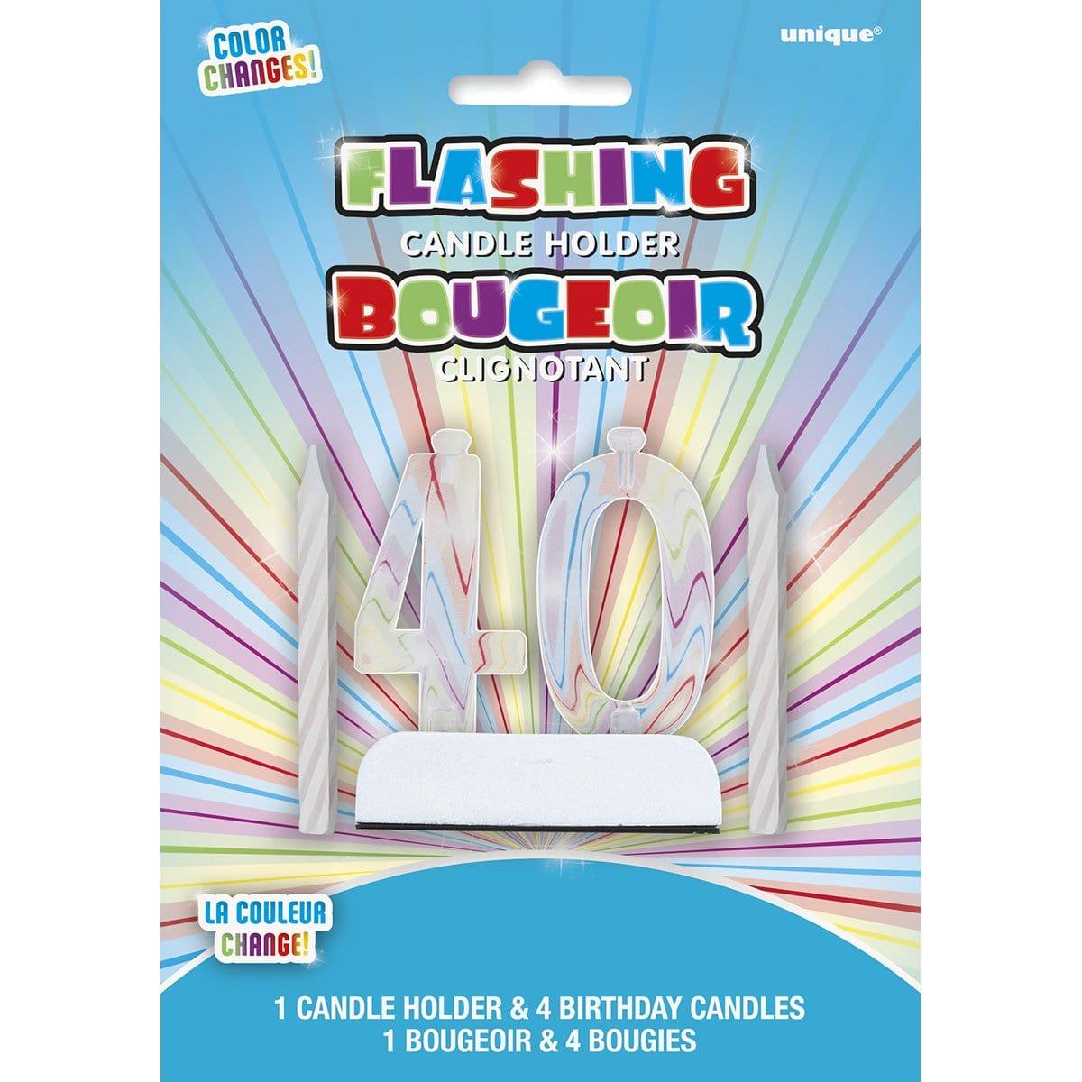 Buy Cake Supplies Flashing Candle Holder/Candles 40th sold at Party Expert