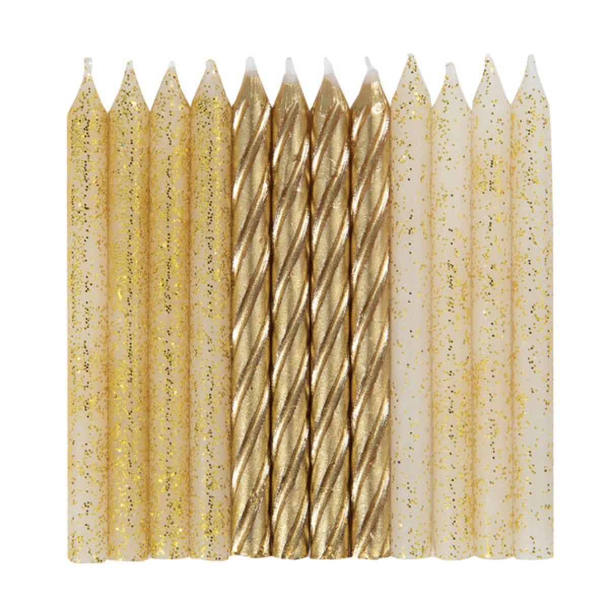 Buy Cake Supplies Gold Glitter Spiral Candle, 24 Count sold at Party Expert