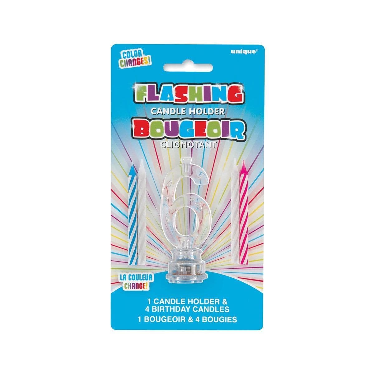 Buy Cake Supplies Numeral Flashing Candle Holder # 6 sold at Party Expert