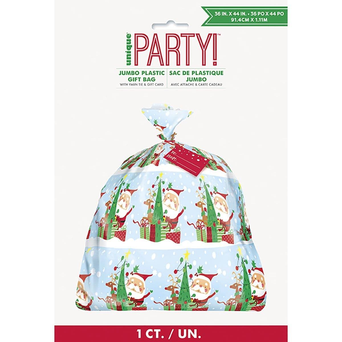 Buy Christmas Colorful Santa jumbo plastic gift bag sold at Party Expert