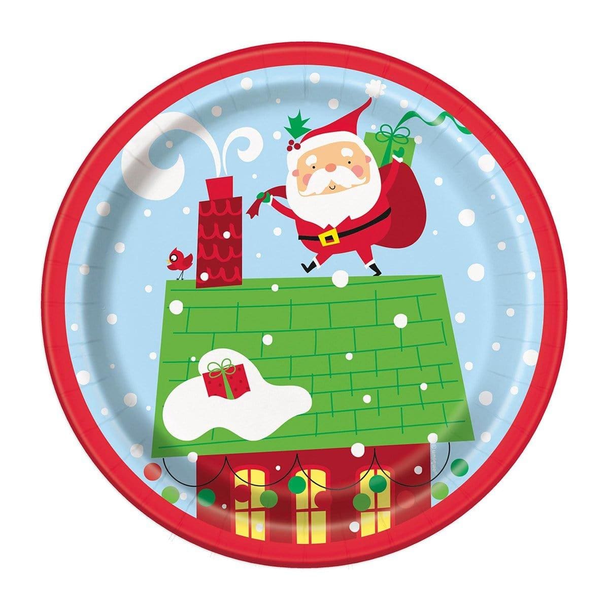 Buy Christmas Colorful Santa - Plates 7 In. 8/pkg sold at Party Expert