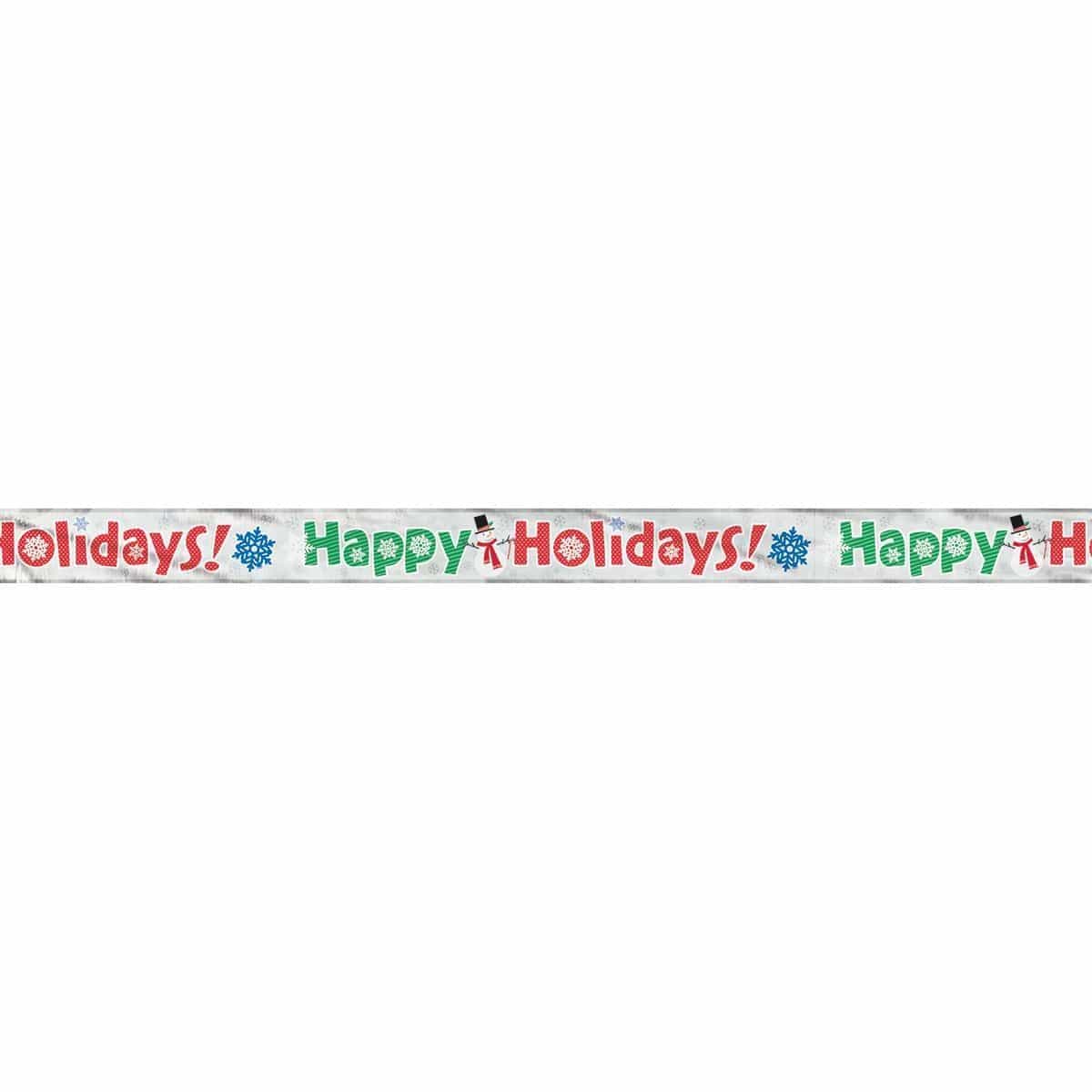 Buy Christmas Happy Holiday Foil Banner 9 Ft. sold at Party Expert