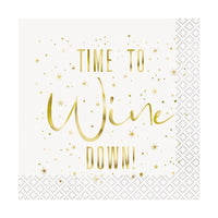 UNIQUE PARTY FAVORS Christmas Modern Christmas ''Time to Wine Down!'' Small Beverage Napkins, 20 Count 011179281398