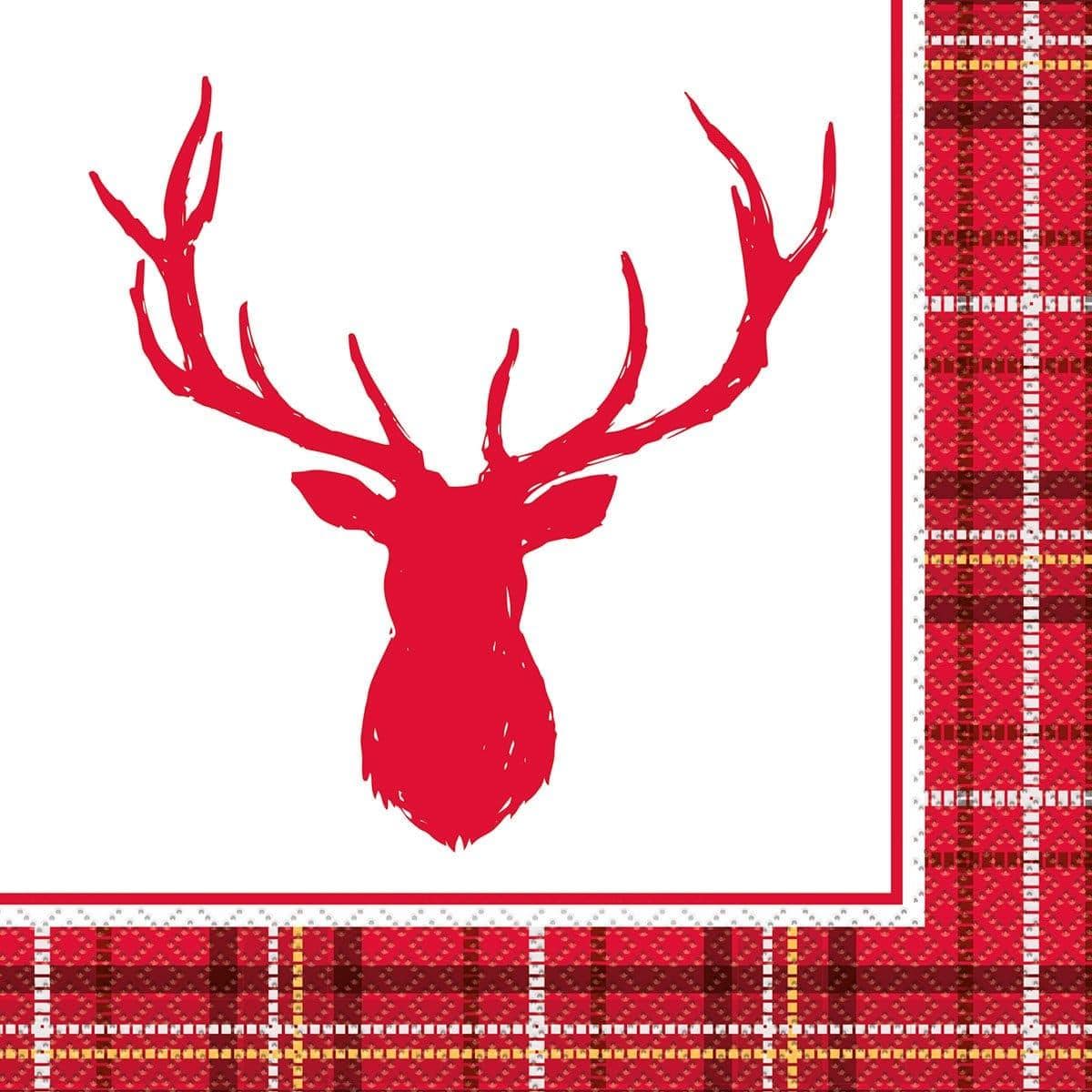 Buy Christmas Plaid Deer - Lunch Napkins 16/pkg sold at Party Expert