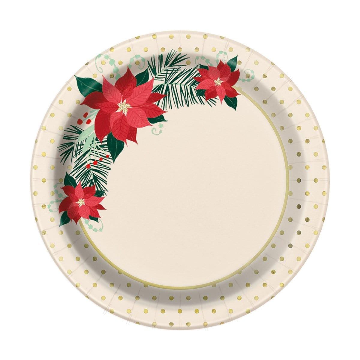 Buy Christmas Red/gold Poinsettia - Plates 7 In. 8/pkg sold at Party Expert
