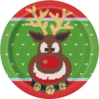 UNIQUE PARTY FAVORS christmas Ugly Sweater Christmas Large Lunch Round Plates, 9 Inches, 8 Count 011179729050