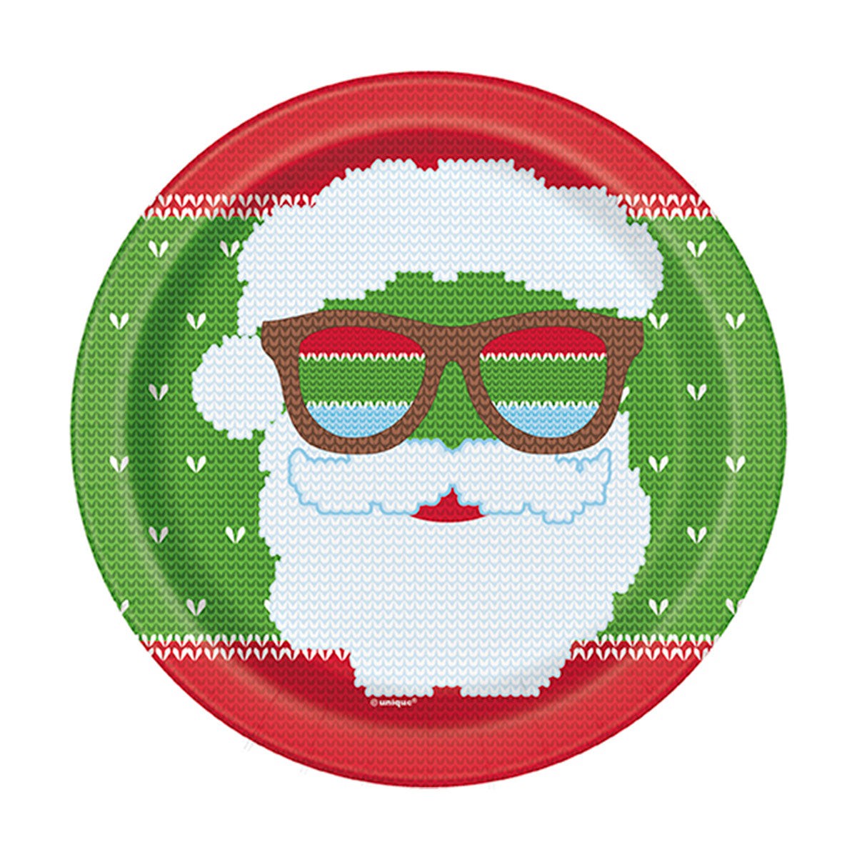 UNIQUE PARTY FAVORS Christmas Ugly Sweater Christmas Round Dessert Paper Plates, 7 Inches, 8 Count 011179729043