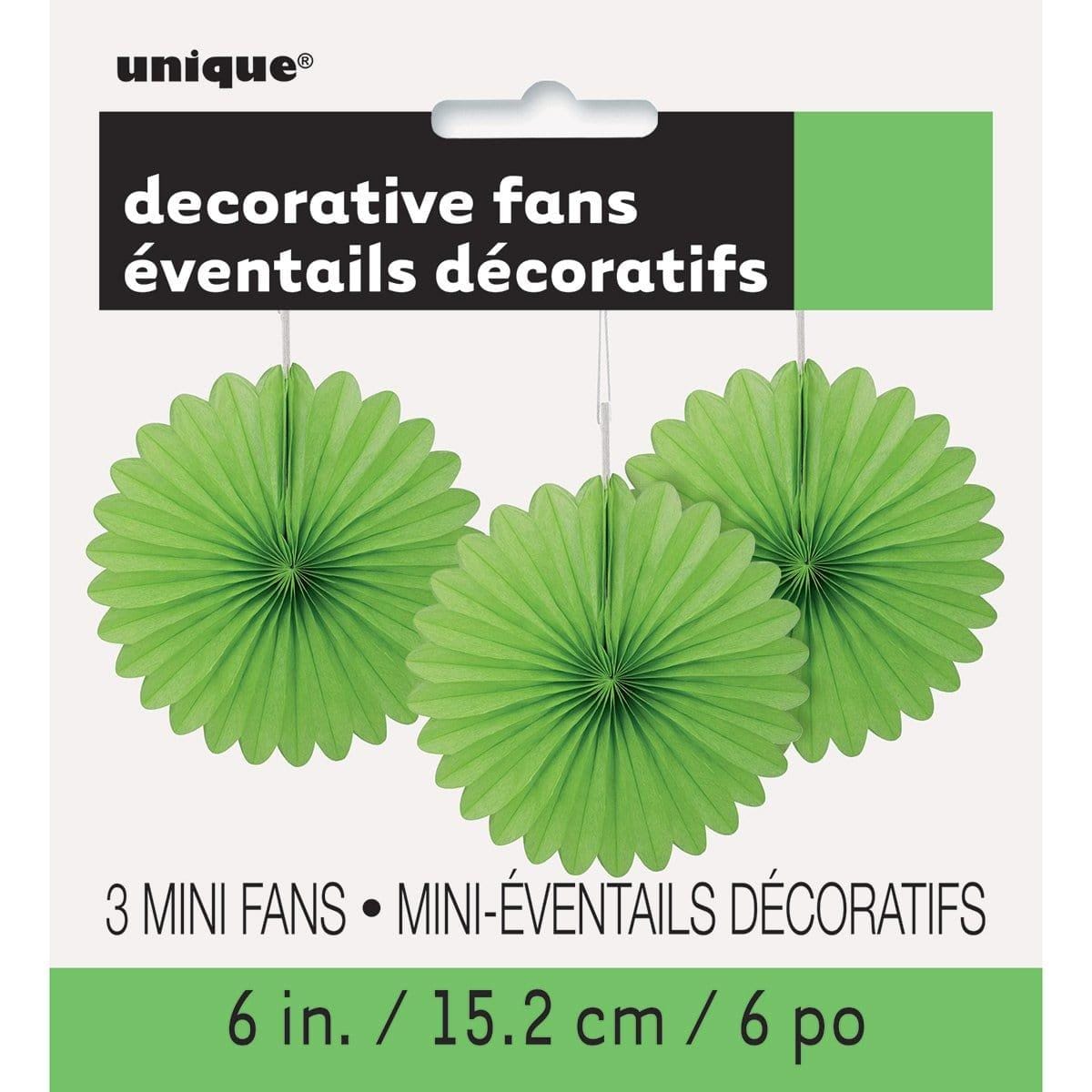 Buy Decorations Decorative Fans 6 In. 3/pkg - Green sold at Party Expert