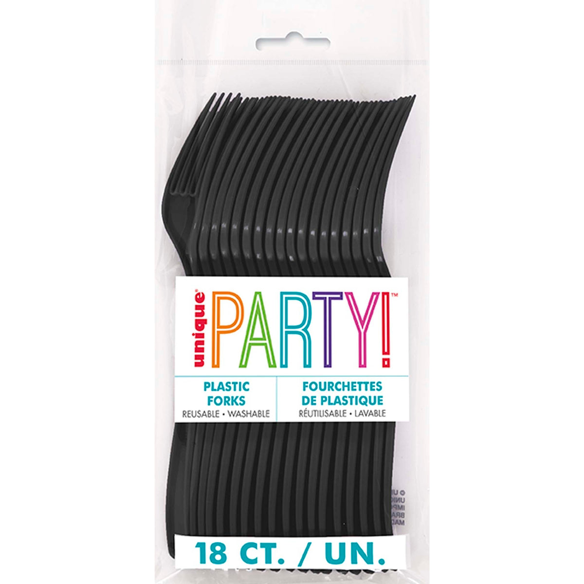 UNIQUE PARTY FAVORS Disposable-Plasticware Black Plastic Forks, 18 Count 011179394982