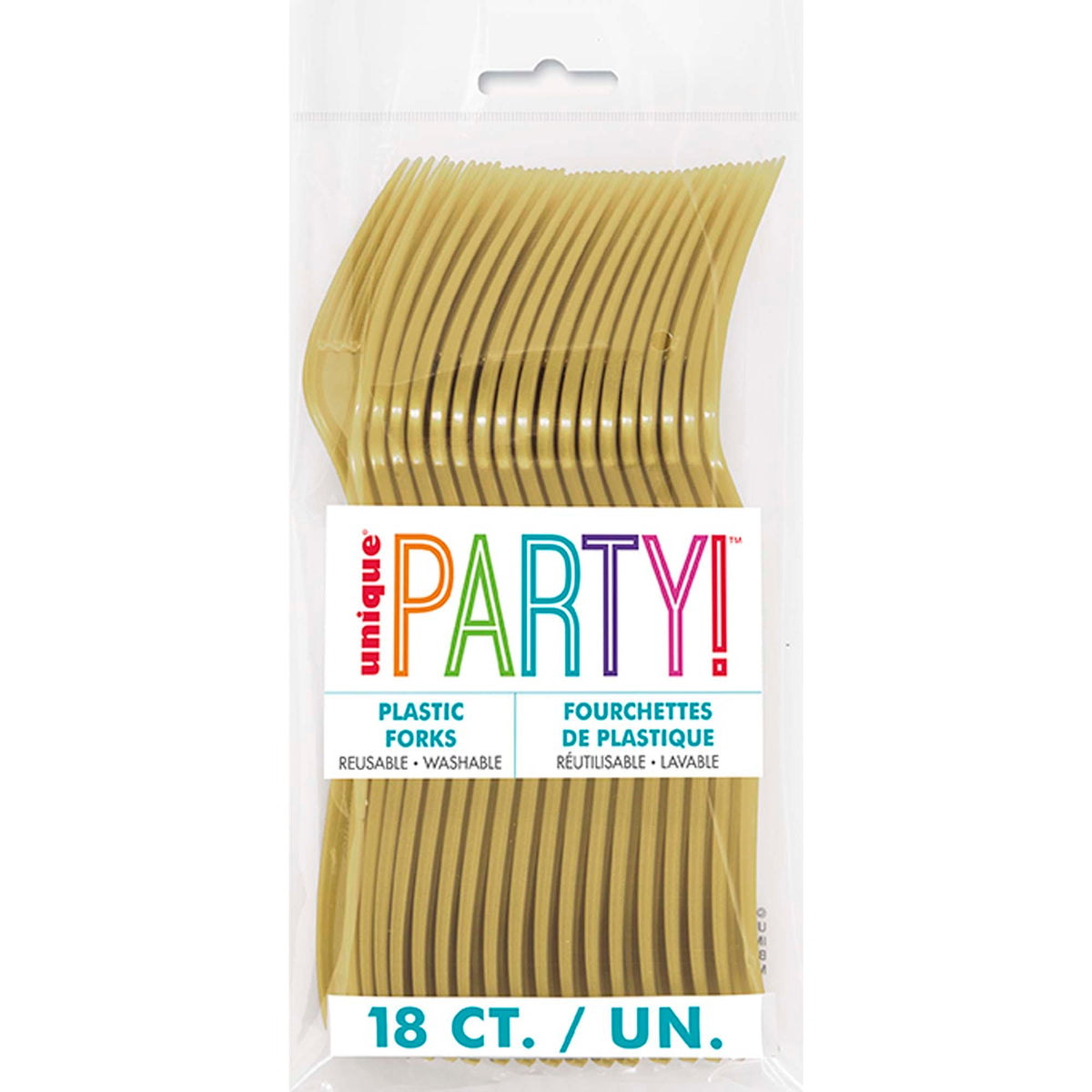 UNIQUE PARTY FAVORS Disposable-Plasticware Gold Plastic Forks, 18 Count