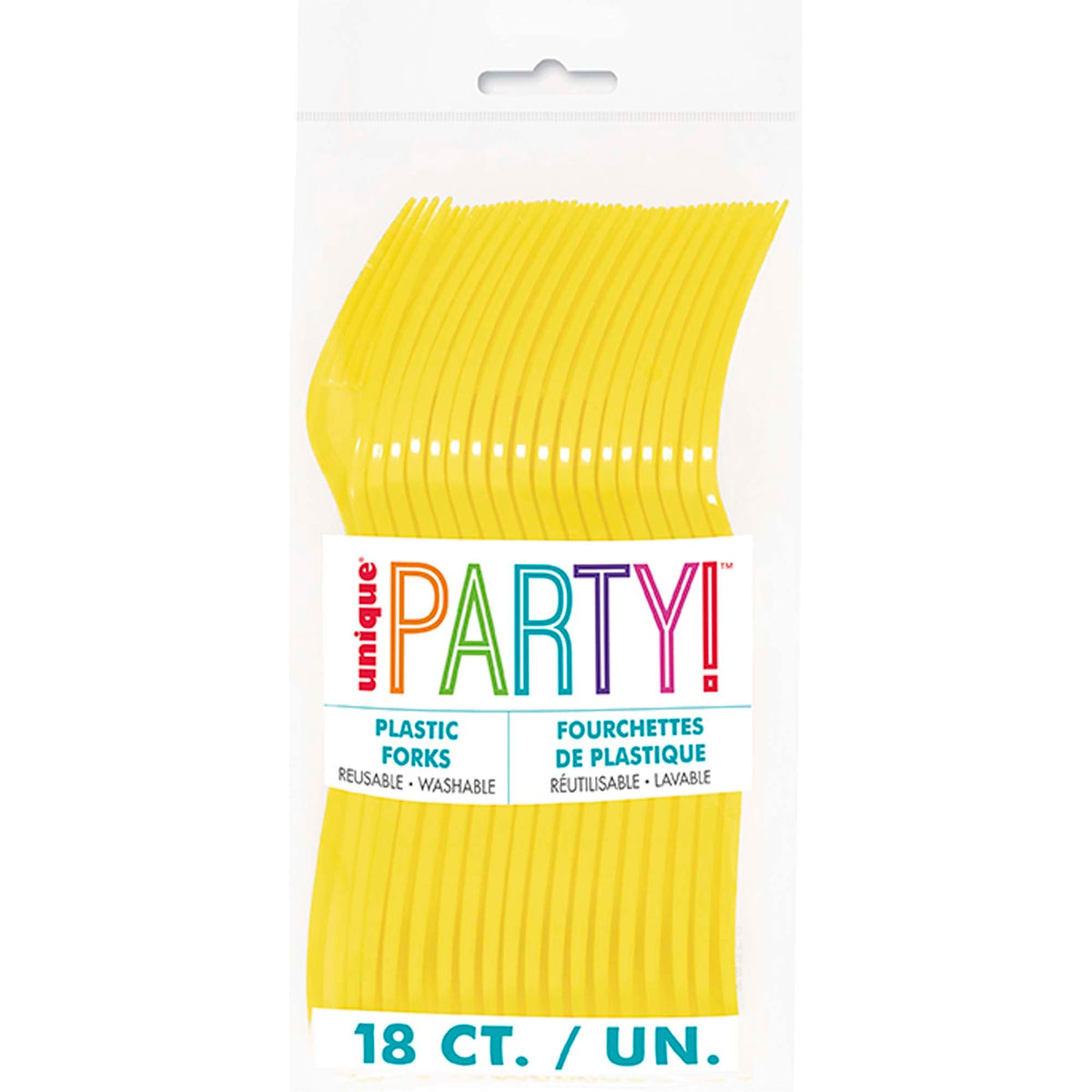 UNIQUE PARTY FAVORS Disposable-Plasticware Neon Yellow Plastic Forks, 18 Count