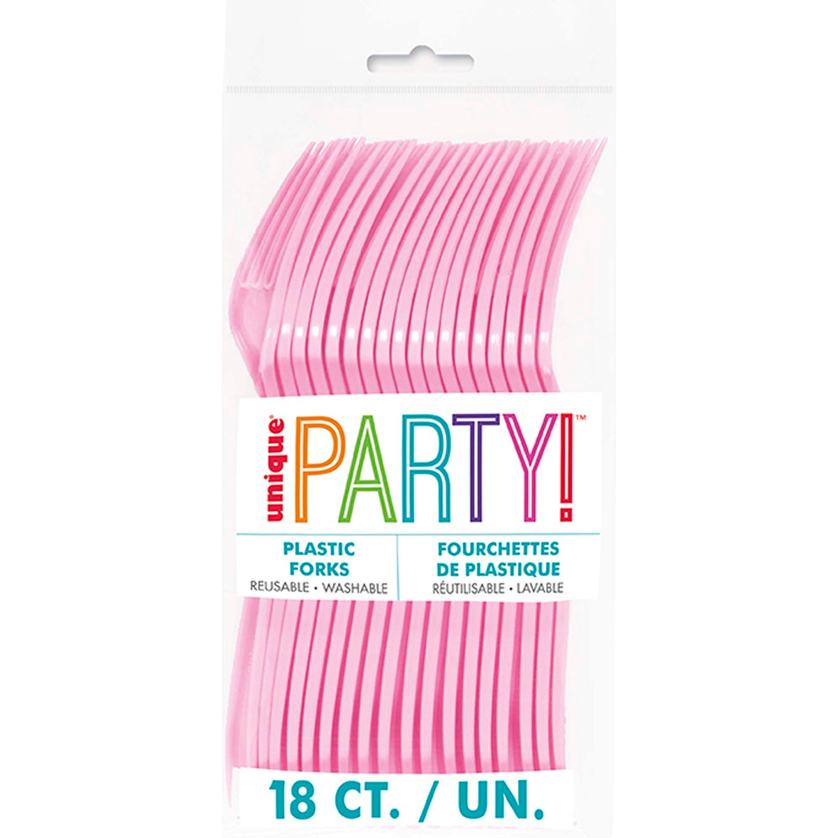 UNIQUE PARTY FAVORS Disposable-Plasticware Pink Plastic Forks, 18 Count 011179395163