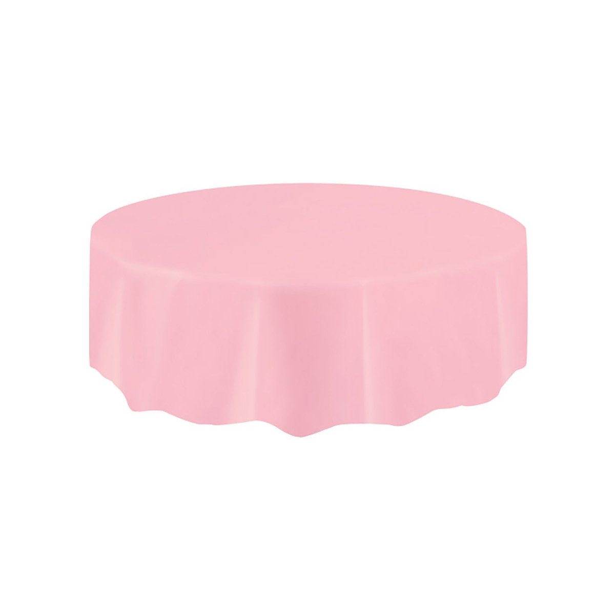 UNIQUE PARTY FAVORS Disposable-Plasticware Pink Round Plastic Tablecover, 84 Inches, 1 Count 011179500246