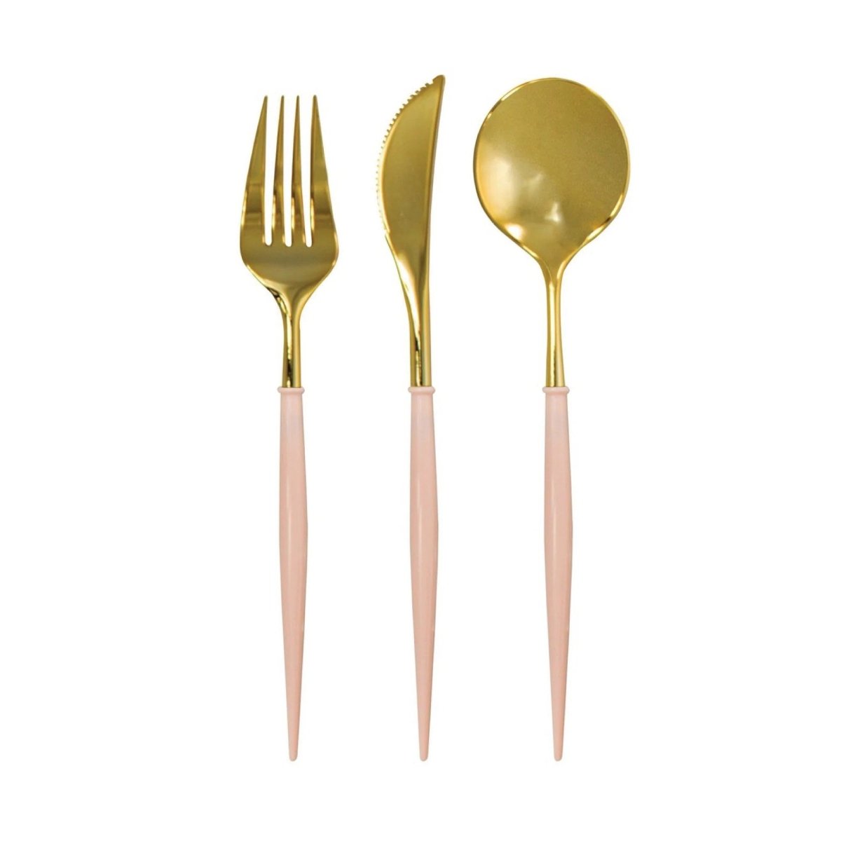 UNIQUE PARTY FAVORS Disposable-Plasticware Plastic Cutlery Set, Light Pink & Gold, 12 Count 011179287161
