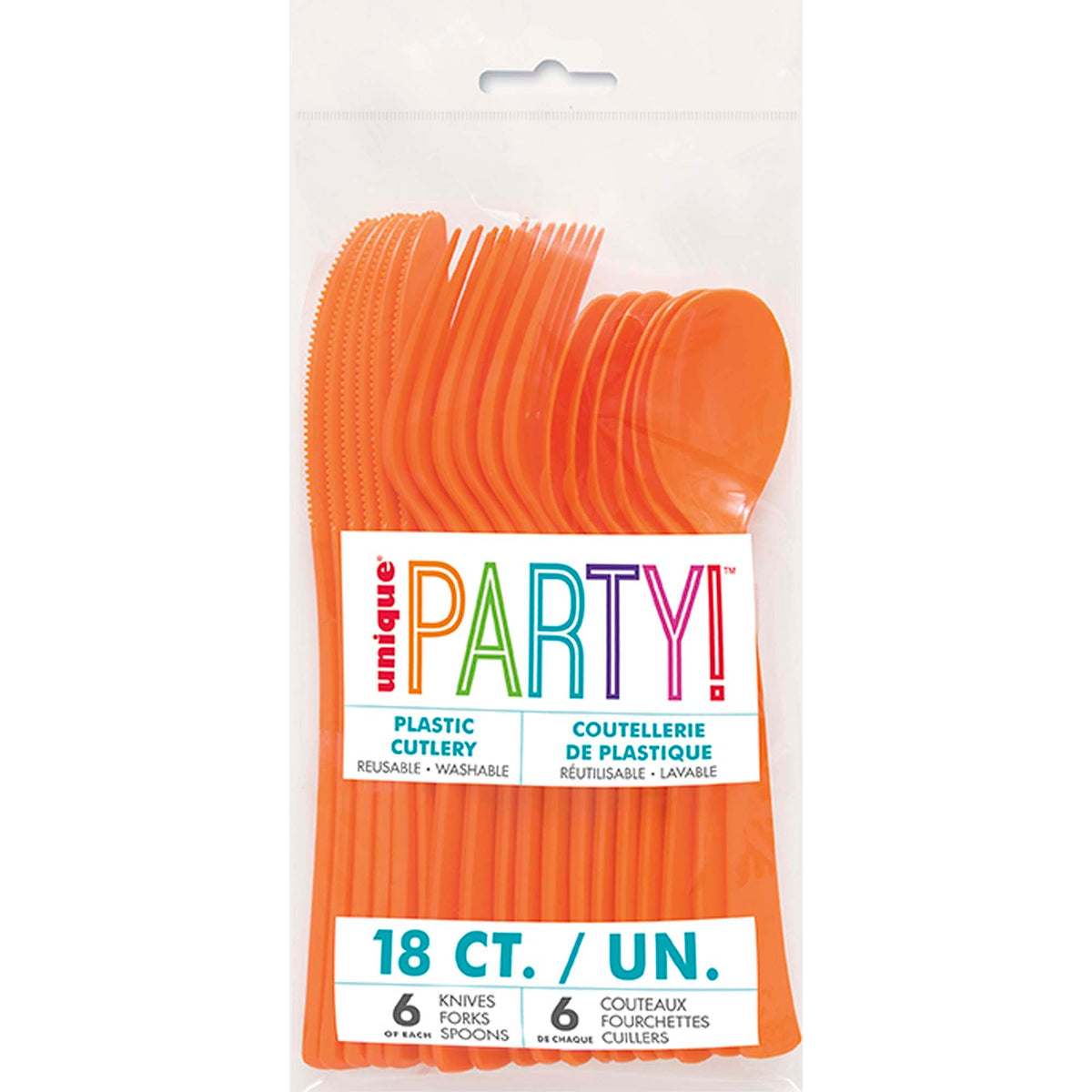 UNIQUE PARTY FAVORS Disposable-Plasticware Pumpkin Orange Plastic Cutlery Set, 18 Count