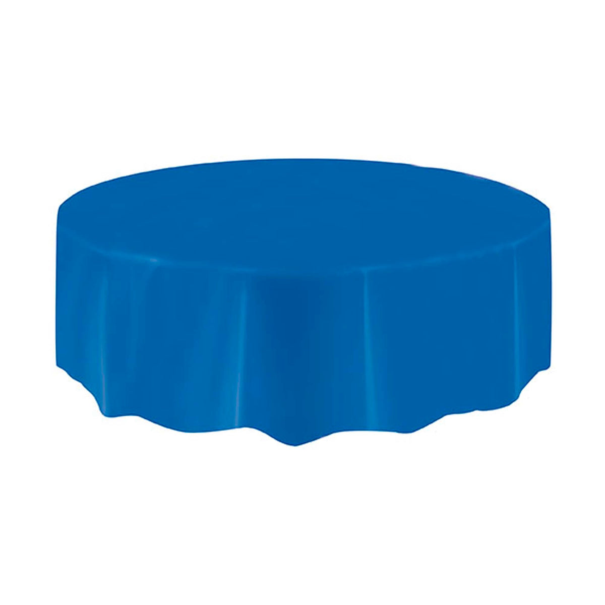 UNIQUE PARTY FAVORS Disposable-Plasticware Royal Blue Round Plastic Tablecover, 84 Inches, 1 Count 011179500307