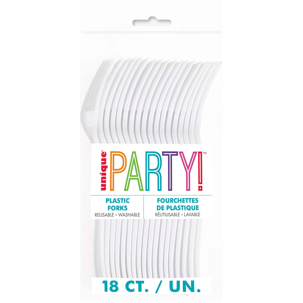 UNIQUE PARTY FAVORS Disposable-Plasticware White Plastic Forks, 18 Count 011179394838