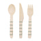 UNIQUE PARTY FAVORS Disposable-Plasticware Wooden Cutlery Set, Green Stripes, 12 Count 011179410552