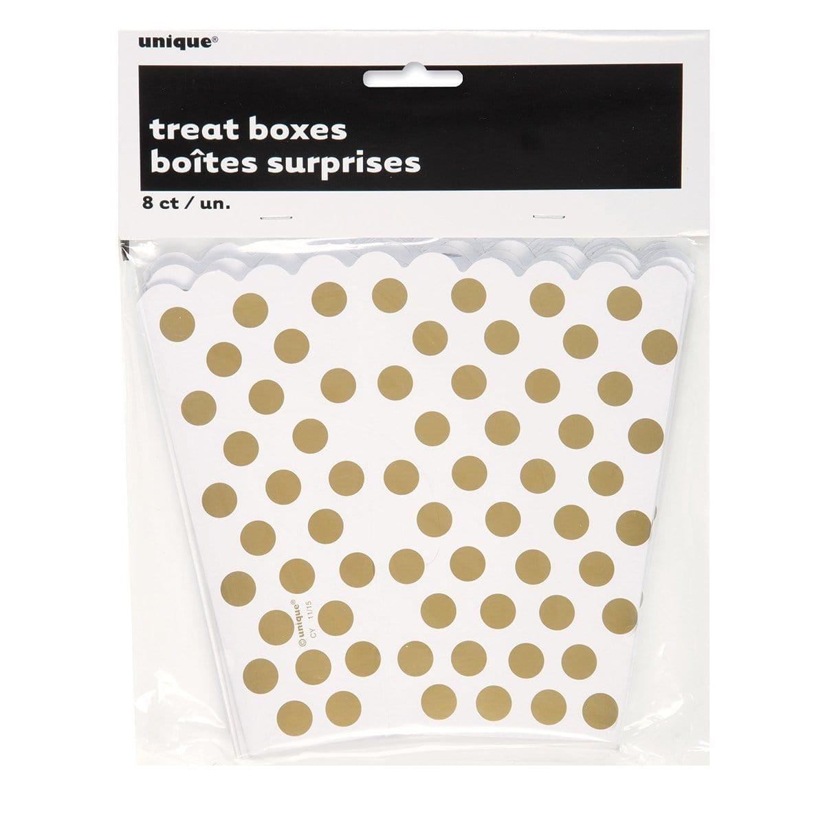 Buy Everyday Entertaining Gold Decorative Dots Favor Boxes, 8 per Package sold at Party Expert