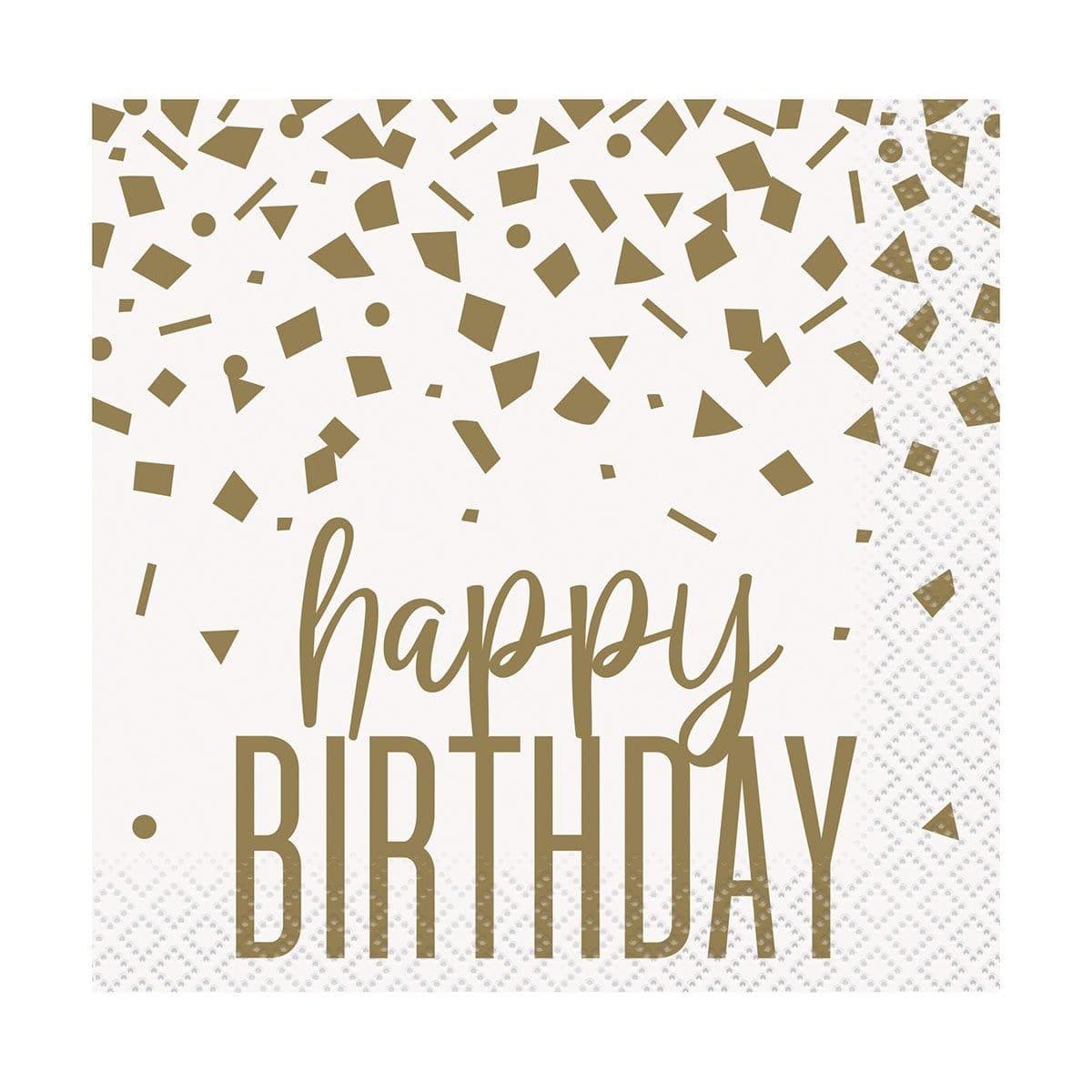 Buy General Birthday Gold Confetti Birthday Beverage Napkins, 16 Count sold at Party Expert