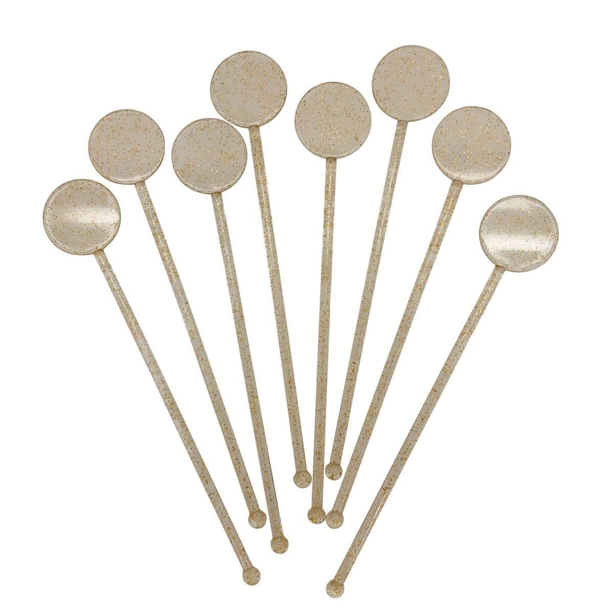 Gold Confetti Birthday Cocktail Stirrers, 8 Count – Party Expert