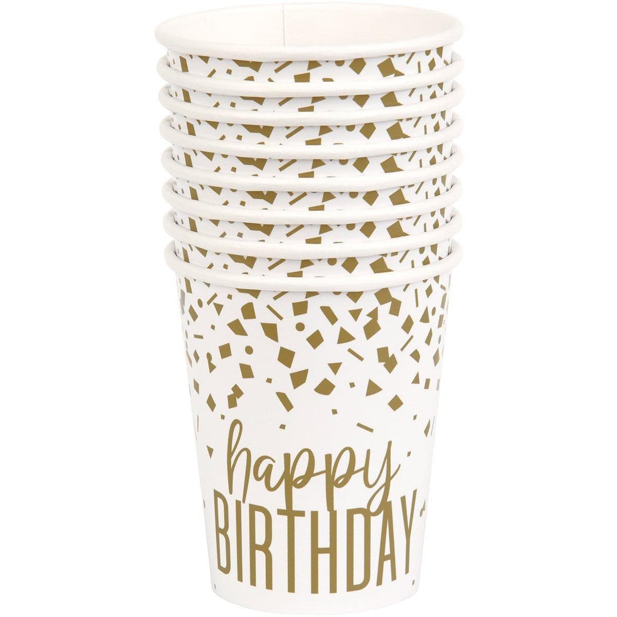 Buy General Birthday Gold Confetti Birthday Cups, 9 oz., 8 Count sold at Party Expert