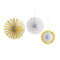 Buy General Birthday Gold Confetti Birthday Fan Decoration, 3 Count sold at Party Expert