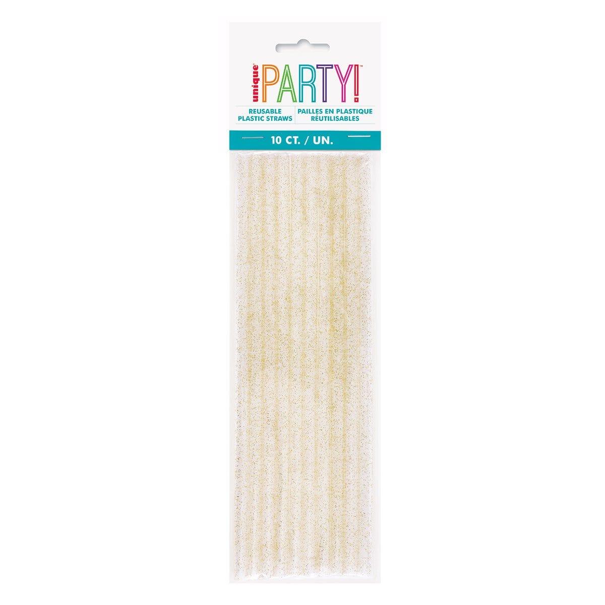 Buy General Birthday Gold Confetti Birthday Plastic Straws, 10 Count sold at Party Expert