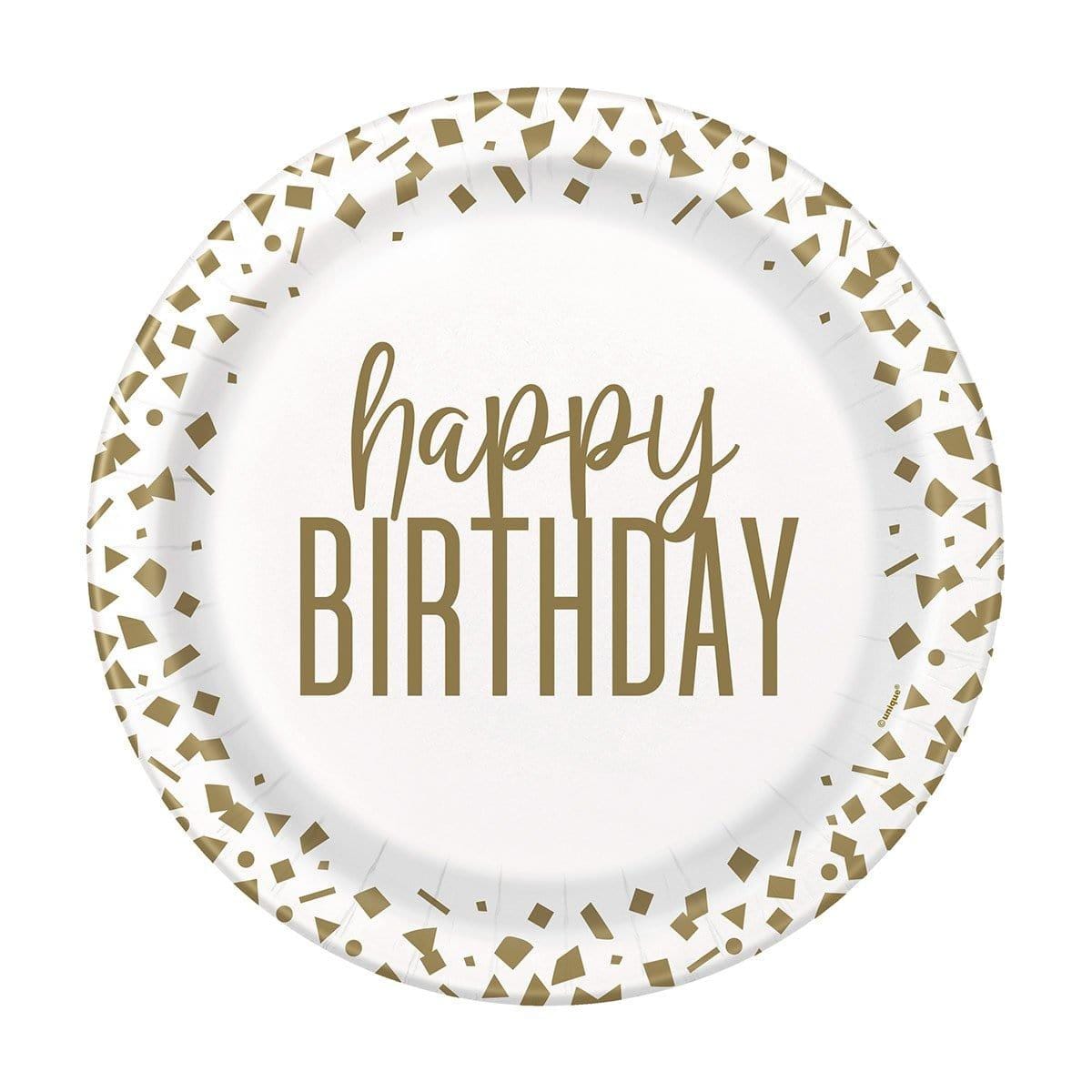 Buy General Birthday Gold Confetti Birthday Plates, 7 inches, 8 Count sold at Party Expert