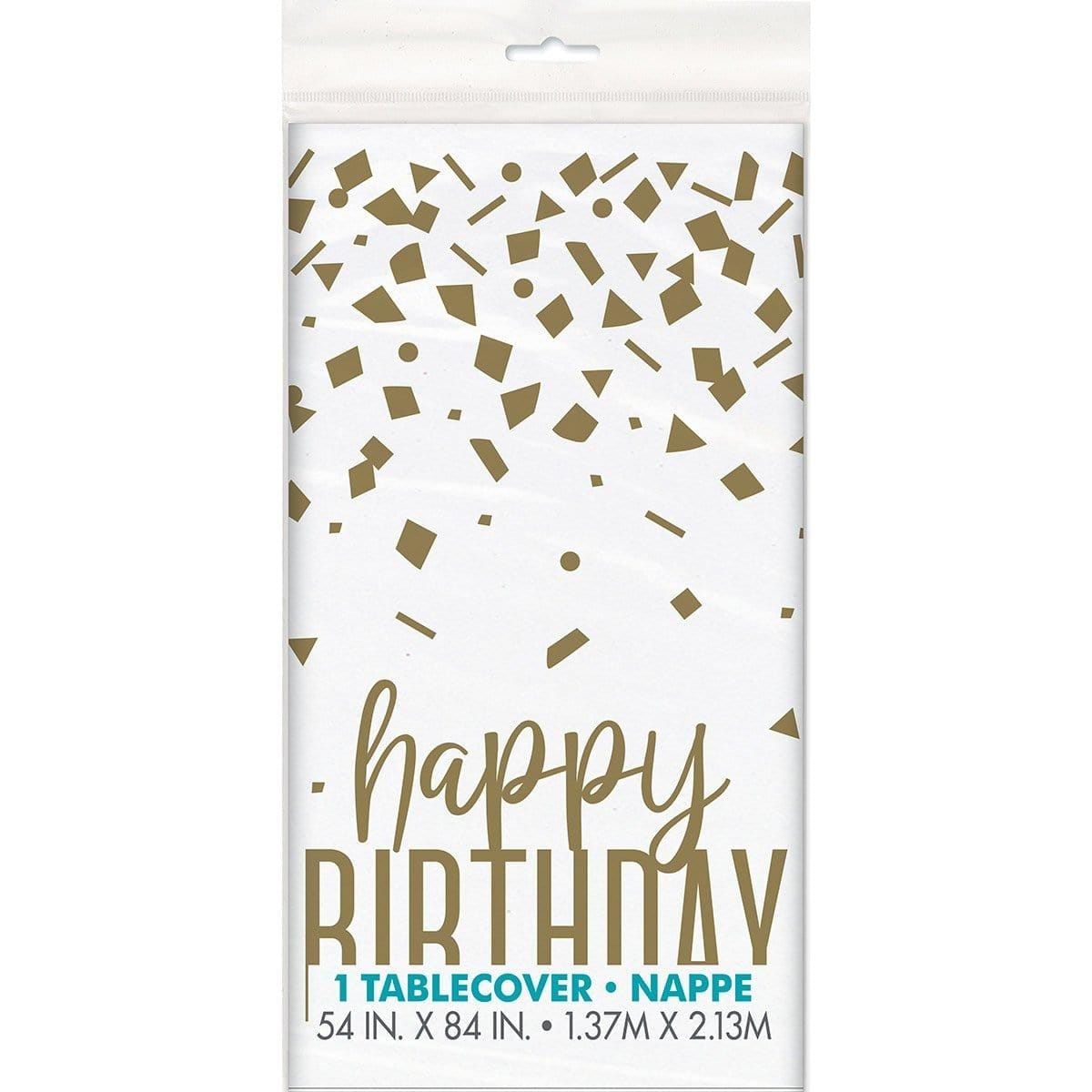 Buy General Birthday Gold Confetti Birthday Tablecover sold at Party Expert