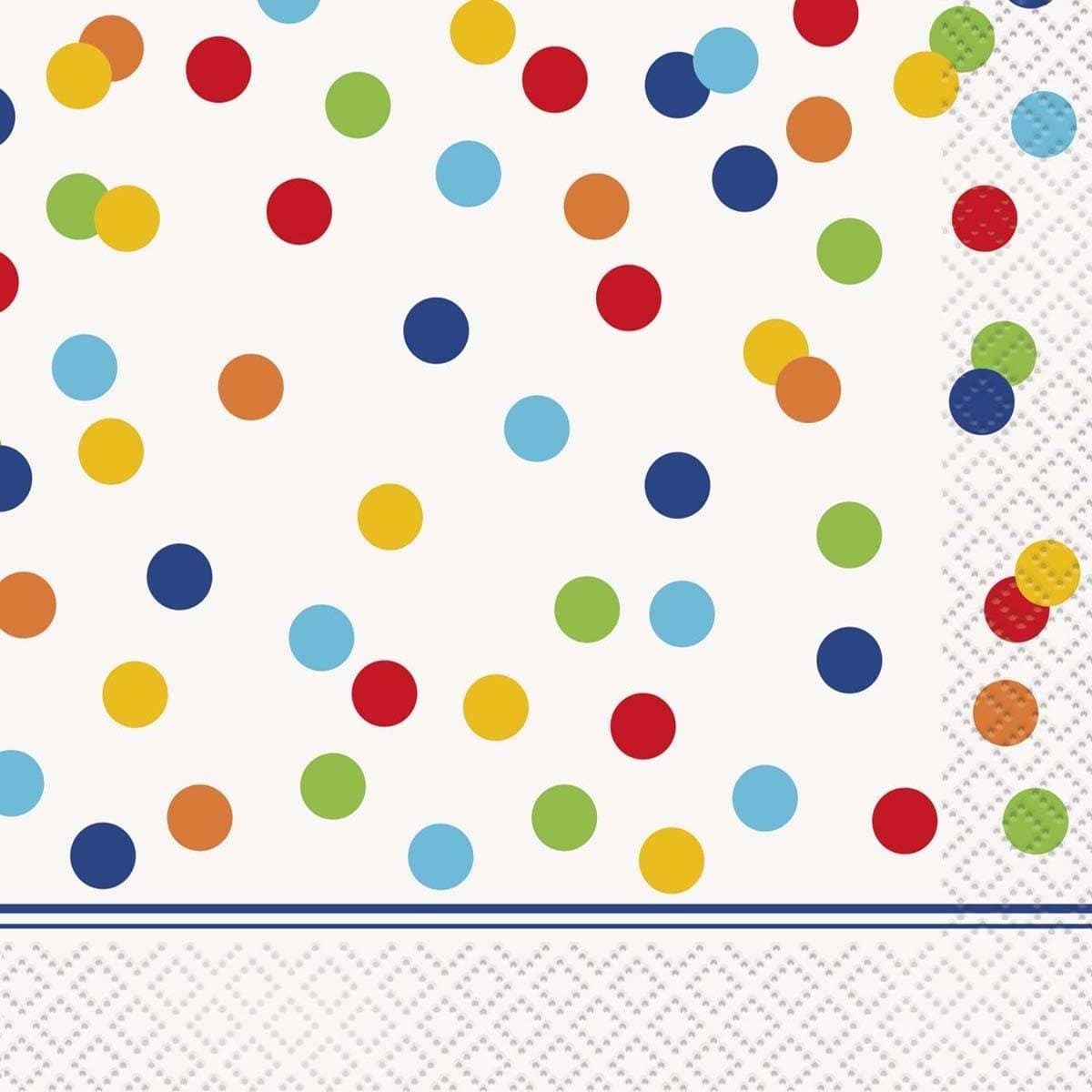 Buy General Birthday Rainbow Polka Dot - Beverage Napkins 16/pkg sold at Party Expert