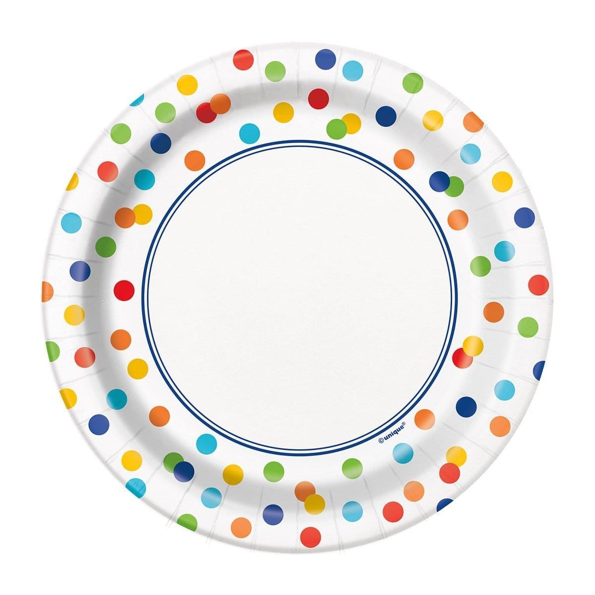Buy General Birthday Rainbow Polka Dot - Plates 7 In. 8/pkg sold at Party Expert
