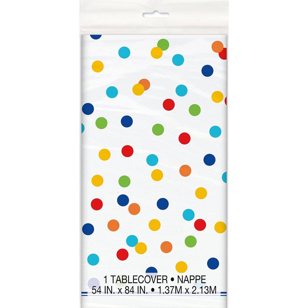 Buy General Birthday Rainbow Polka Dot - Tablecovers 54 X 84 In. sold at Party Expert