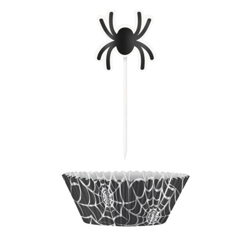 Buy Halloween Black spider cupcake kit, 24 per package sold at Party Expert