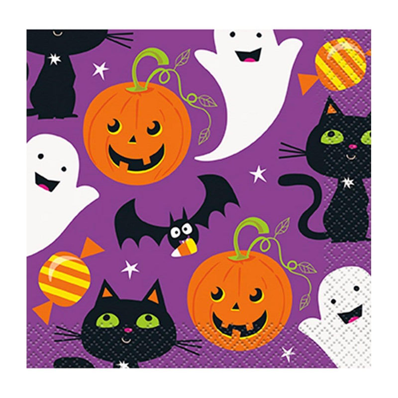 Buy Halloween Cat & Pumpkin Beverage Napkins, 16 per Package sold at Party Expert